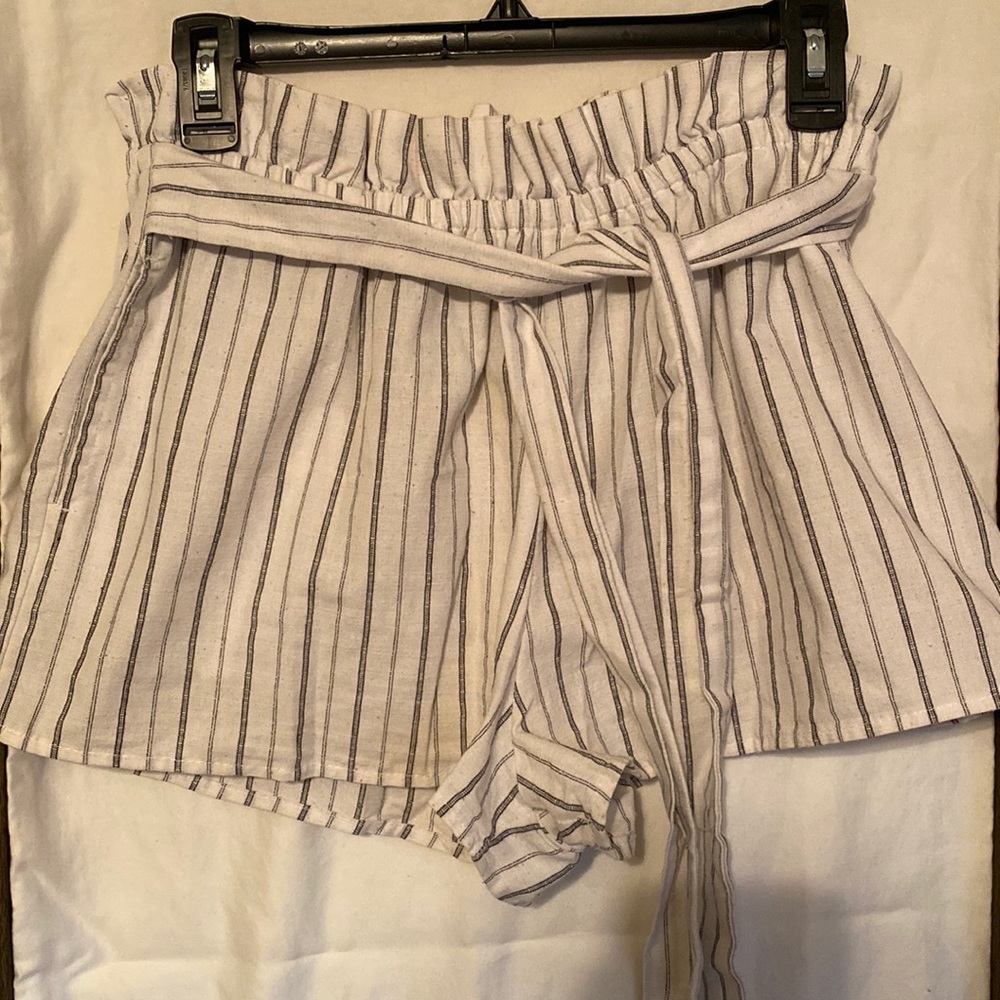 Love Tree brand black and white striped shorts
